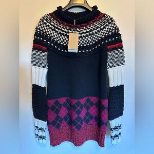 Ladies Hand-knitted Yoke Cashmere Wool Sweater